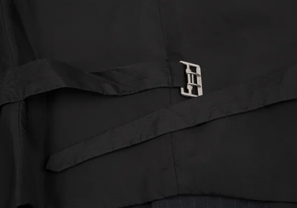 新品!ブラックコムデギャルソンBLACK COMME des GARCONS ポリウールストライプジレベスト 紺黒L K-116962_011