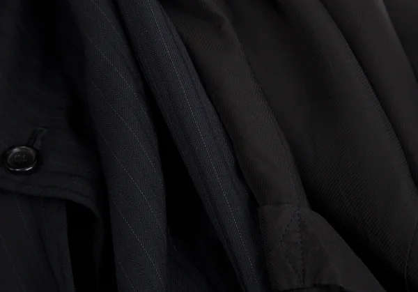 新品!ブラックコムデギャルソンBLACK COMME des GARCONS ポリウールストライプジレベスト 紺黒L K-116962_012