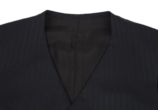 新品!ブラックコムデギャルソンBLACK COMME des GARCONS ポリウールストライプジレベスト 紺黒L K-116962_003