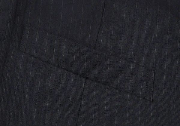 新品!ブラックコムデギャルソンBLACK COMME des GARCONS ポリウールストライプジレベスト 紺黒L K-116962_008