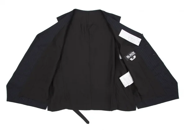 新品!ブラックコムデギャルソンBLACK COMME des GARCONS ポリウールストライプジレベスト 紺黒L K-116962_009