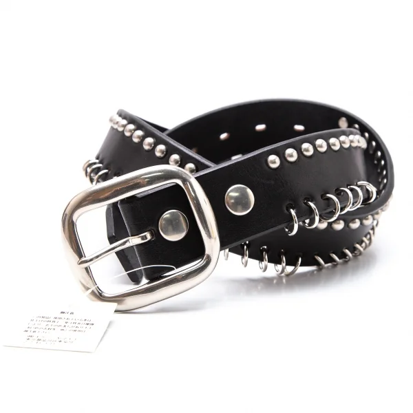 ヨウジヤマモト ファムYohji Yamamoto FEMME スタッズリングレザーベルト 黒3 K-117003_001