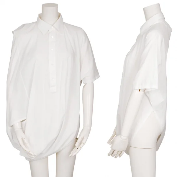 ジュンヤワタナベ コムデギャルソンJUNYA WATANABE COMME des GARCONS コットンリネン変形デザインプルオーバーシャツ 白S K-117025_001