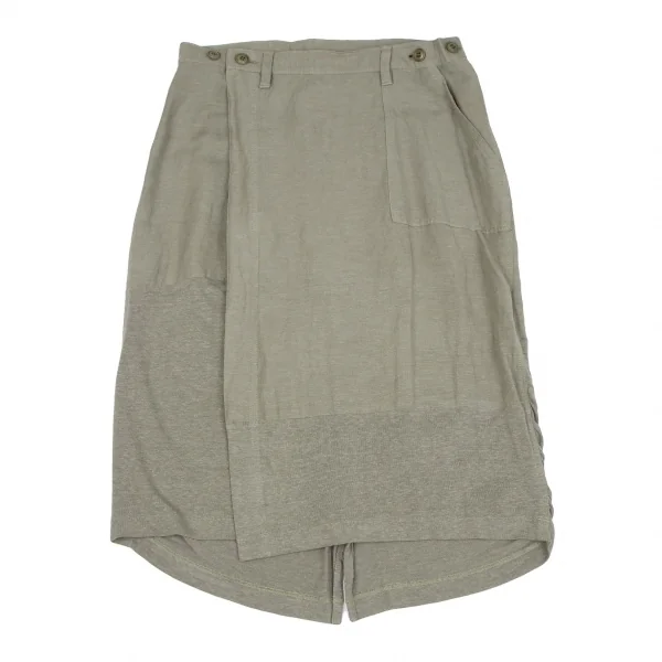 Y's Rayon Linen Switching Wrap Skirt K-117036_002