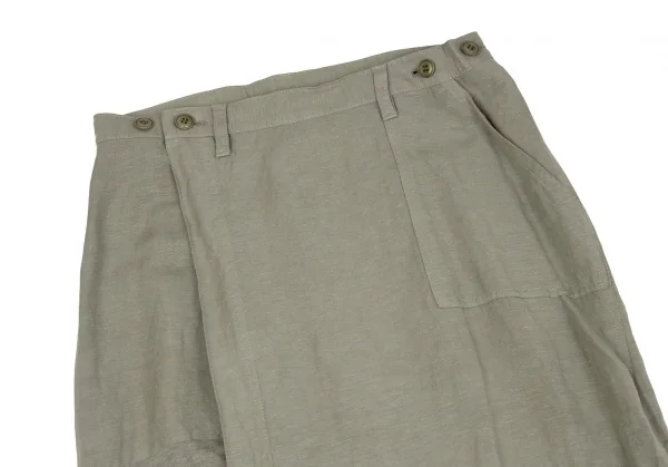 Y's Rayon Linen Switching Wrap Skirt K-117036_003