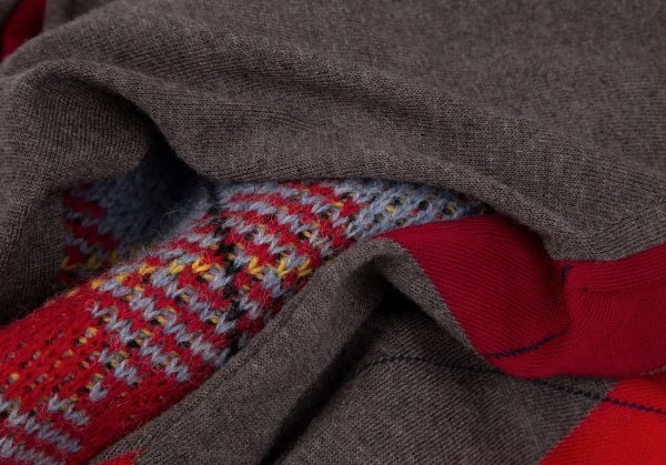 ジュンヤワタナベ コムデギャルソンJUNYA WATANABE COMME des GARCONSウールフロントジップアーガイルニットセーター 赤モカM K-117044_012