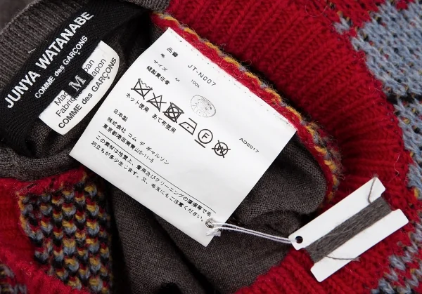 ジュンヤワタナベ コムデギャルソンJUNYA WATANABE COMME des GARCONSウールフロントジップアーガイルニットセーター 赤モカM K-117044_014