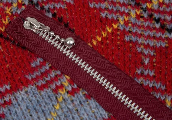 ジュンヤワタナベ コムデギャルソンJUNYA WATANABE COMME des GARCONSウールフロントジップアーガイルニットセーター 赤モカM K-117044_008