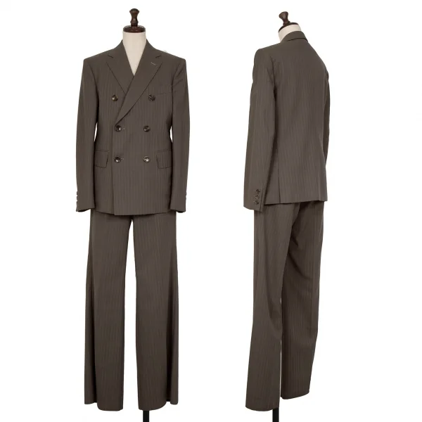 ジュンヤワタナベ コムデギャルソンJUNYA WATANABE COMME des GARCONS ウールストライプダブルブレストセットアップ 茶XS・S K-117048_001