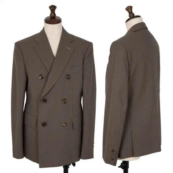 ジュンヤワタナベ コムデギャルソンJUNYA WATANABE COMME des GARCONS ウールストライプダブルブレストセットアップ 茶XS・S K-117048_002