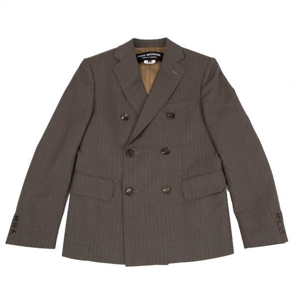 ジュンヤワタナベ コムデギャルソンJUNYA WATANABE COMME des GARCONS ウールストライプダブルブレストセットアップ 茶XS・S K-117048_003