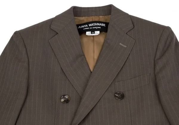 ジュンヤワタナベ コムデギャルソンJUNYA WATANABE COMME des GARCONS ウールストライプダブルブレストセットアップ 茶XS・S K-117048_004