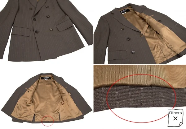 ジュンヤワタナベ コムデギャルソンJUNYA WATANABE COMME des GARCONS ウールストライプダブルブレストセットアップ 茶XS・S K-117048_008