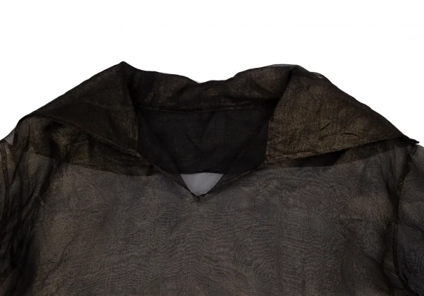 イッセイミヤケISSEY MIYAKEメタリックフォイルプリントシルクシフォントップス ゴールドM K-117114_003