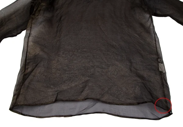 イッセイミヤケISSEY MIYAKEメタリックフォイルプリントシルクシフォントップス ゴールドM K-117114_007