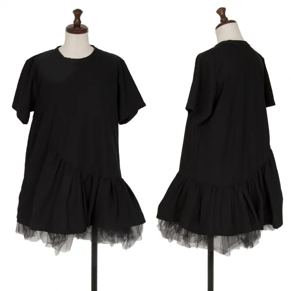 コムデギャルソンCOMME des GARCONS 裾チュールレイヤードデザインTシャツ 黒L K-117124_001