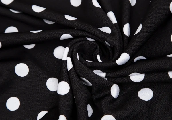 コムデギャルソンCOMME des GARCONS裾ボリュームギャザー切替ドットプリントTシャツ 黒白M K-117126_010
