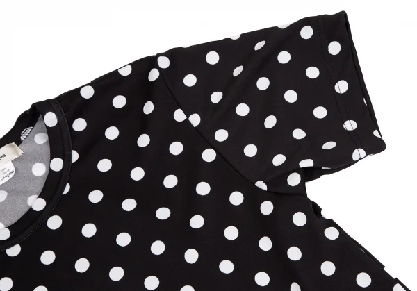 コムデギャルソンCOMME des GARCONS裾ボリュームギャザー切替ドットプリントTシャツ 黒白M K-117126_004