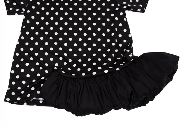 コムデギャルソンCOMME des GARCONS裾ボリュームギャザー切替ドットプリントTシャツ 黒白M K-117126_005