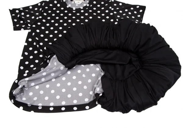 コムデギャルソンCOMME des GARCONS裾ボリュームギャザー切替ドットプリントTシャツ 黒白M K-117126_007