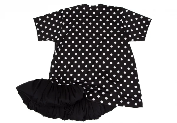 コムデギャルソンCOMME des GARCONS裾ボリュームギャザー切替ドットプリントTシャツ 黒白M K-117126_008