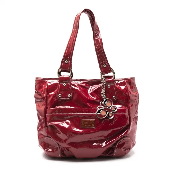 アナスイANNA SUI バタフライチャーム付きエナメルハンドバッグ 赤 K-117127_001