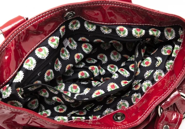 アナスイANNA SUI バタフライチャーム付きエナメルハンドバッグ 赤 K-117127_013