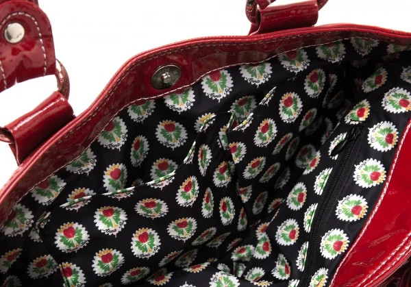 アナスイANNA SUI バタフライチャーム付きエナメルハンドバッグ 赤 K-117127_014