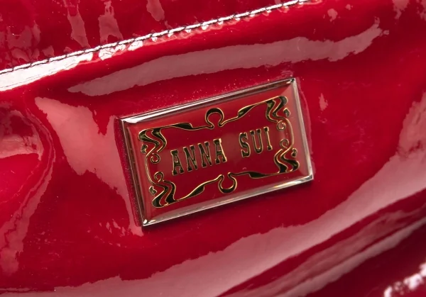 アナスイANNA SUI バタフライチャーム付きエナメルハンドバッグ 赤 K-117127_015
