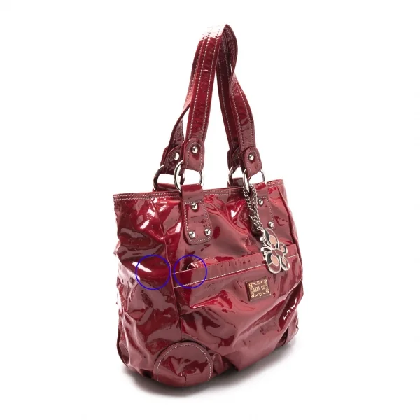 アナスイANNA SUI バタフライチャーム付きエナメルハンドバッグ 赤 K-117127_002