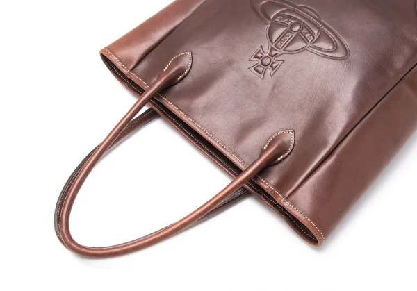 ヴィヴィアンウエストウッドVivienne Westwood オーブ型押しレザートートバッグ 焦げ茶 K-117129_010