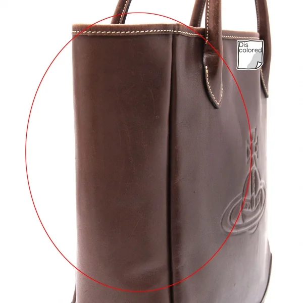ヴィヴィアンウエストウッドVivienne Westwood オーブ型押しレザートートバッグ 焦げ茶 K-117129_007