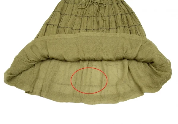 イッセイミヤケ ペルマネンテISSEY MIYAKE PERMANENTE シワプリーツグリッドチェックシルクスカート カーキグリーン2 K-117132_008