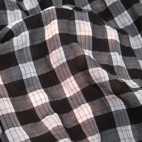 イッセイミヤケ ミーISSEY MIYAKE me チェック消しカリフラワーノースリーブチュニック 黒白F K-117134_010