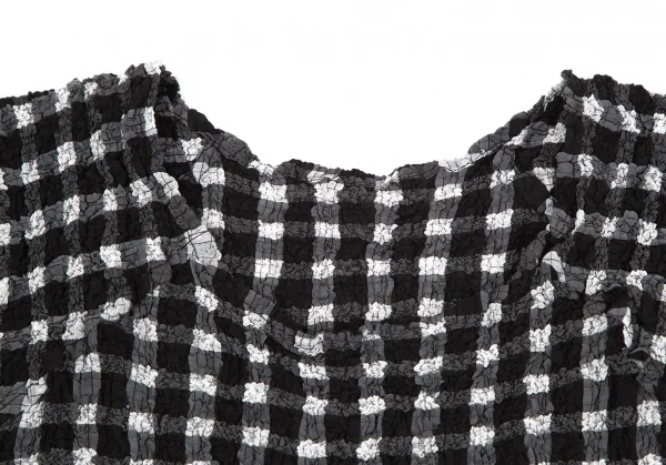 イッセイミヤケ ミーISSEY MIYAKE me チェック消しカリフラワーノースリーブチュニック 黒白F K-117134_004