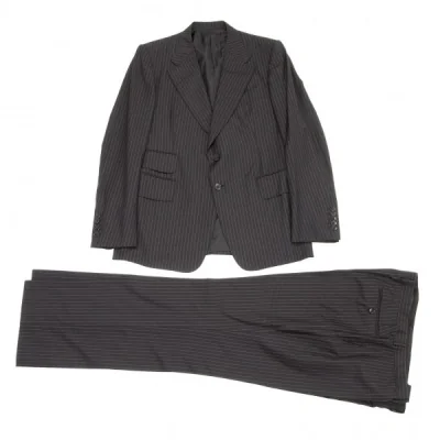 グッチGUCCI 2Bウールストライプセットアップスーツ 黒