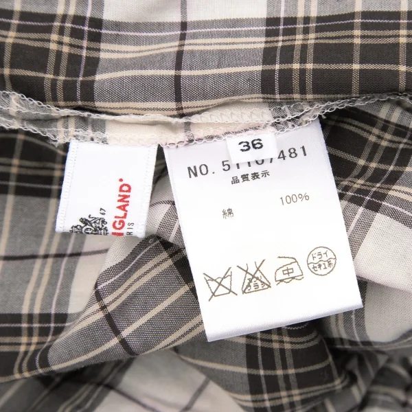 オールドイングランドOLD ENGLAND チェックギャザートップス 黒アイボリー36 K-117139_010