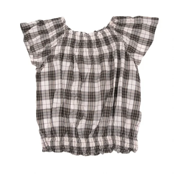 オールドイングランドOLD ENGLAND チェックギャザートップス 黒アイボリー36 K-117139_002