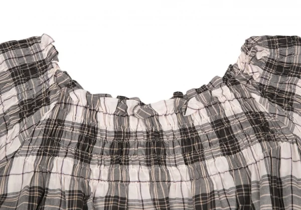 オールドイングランドOLD ENGLAND チェックギャザートップス 黒アイボリー36 K-117139_003