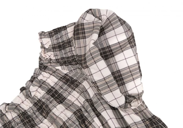 オールドイングランドOLD ENGLAND チェックギャザートップス 黒アイボリー36 K-117139_004