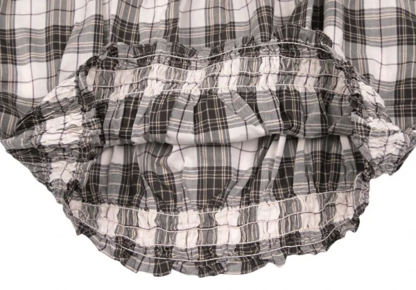 オールドイングランドOLD ENGLAND チェックギャザートップス 黒アイボリー36 K-117139_007