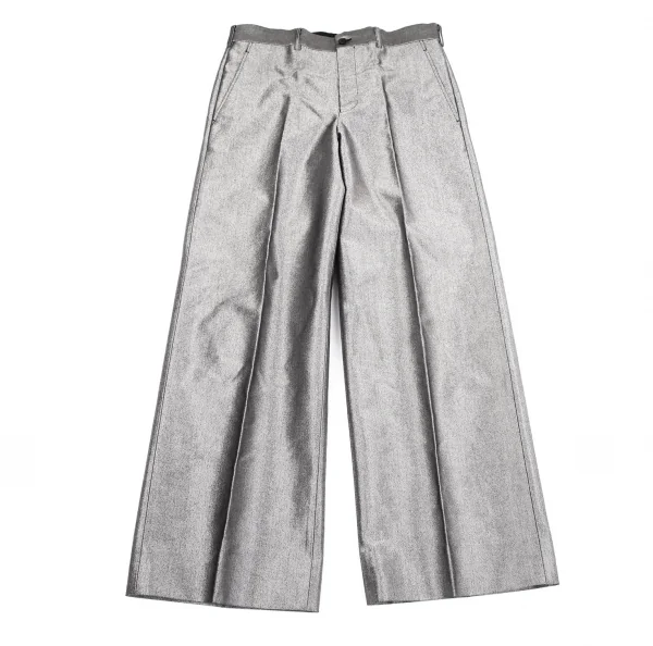 コムデギャルソン オムプリュスCOMME des GARCONS HOMME PLUS メタリックワイドスラックスパンツ シルバーL K-117141_001