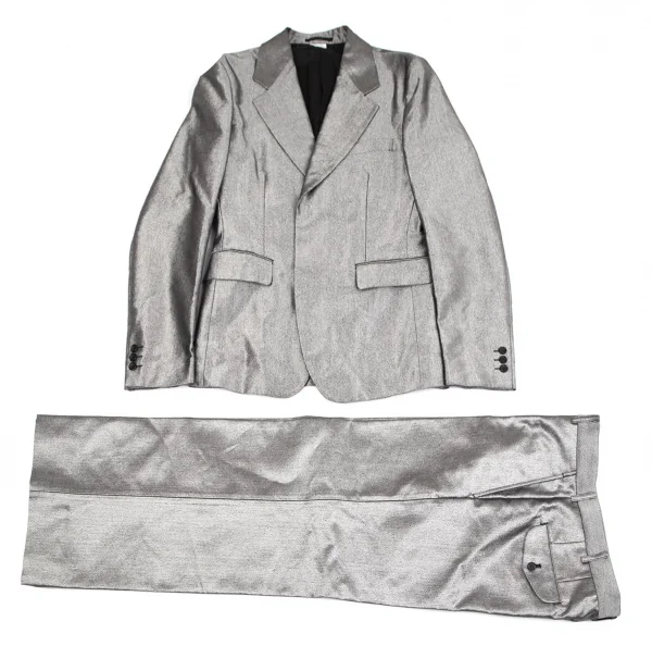 コムデギャルソン オムプリュスCOMME des GARCONS HOMME PLUS メタリックホックボタンジャケットセットアップスーツ シルバーM・L K-117142_001
