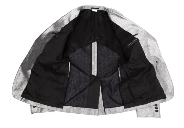 コムデギャルソン オムプリュスCOMME des GARCONS HOMME PLUS メタリックホックボタンジャケットセットアップスーツ シルバーM・L K-117142_009