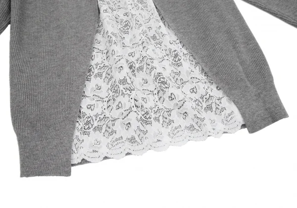 セオリーリュクスTheory luxe バックレース切替ニットセーター グレー白38 K-117171_010