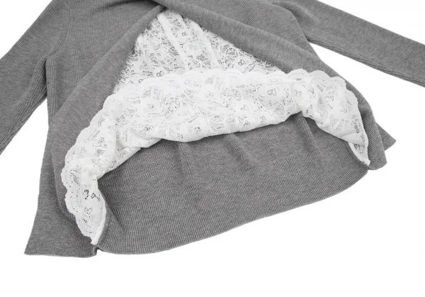 セオリーリュクスTheory luxe バックレース切替ニットセーター グレー白38 K-117171_011