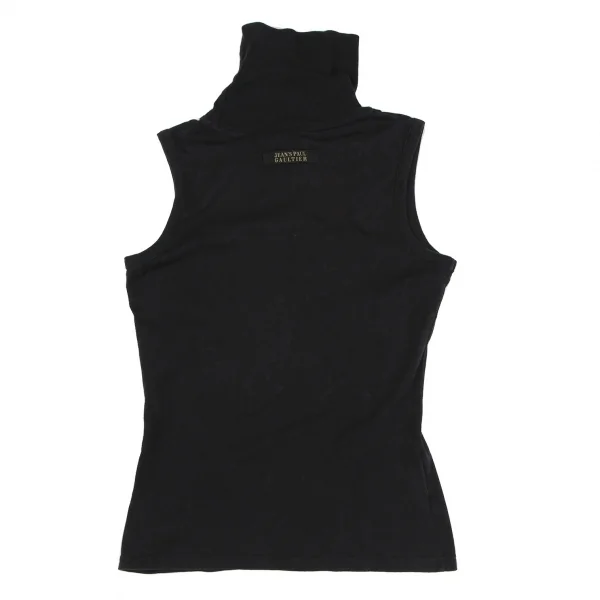 ジーンズポールゴルチエJean's Paul GAULTIER グリッターロゴプリントタートルネックノースリーブ 黒40 K-117181_010