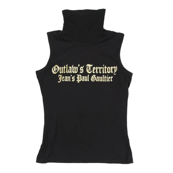 ジーンズポールゴルチエJean's Paul GAULTIER グリッターロゴプリントタートルネックノースリーブ 黒40 K-117181_002