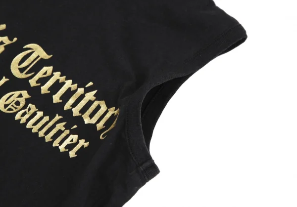 ジーンズポールゴルチエJean's Paul GAULTIER グリッターロゴプリントタートルネックノースリーブ 黒40 K-117181_005