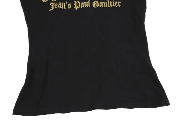 ジーンズポールゴルチエJean's Paul GAULTIER グリッターロゴプリントタートルネックノースリーブ 黒40 K-117181_008